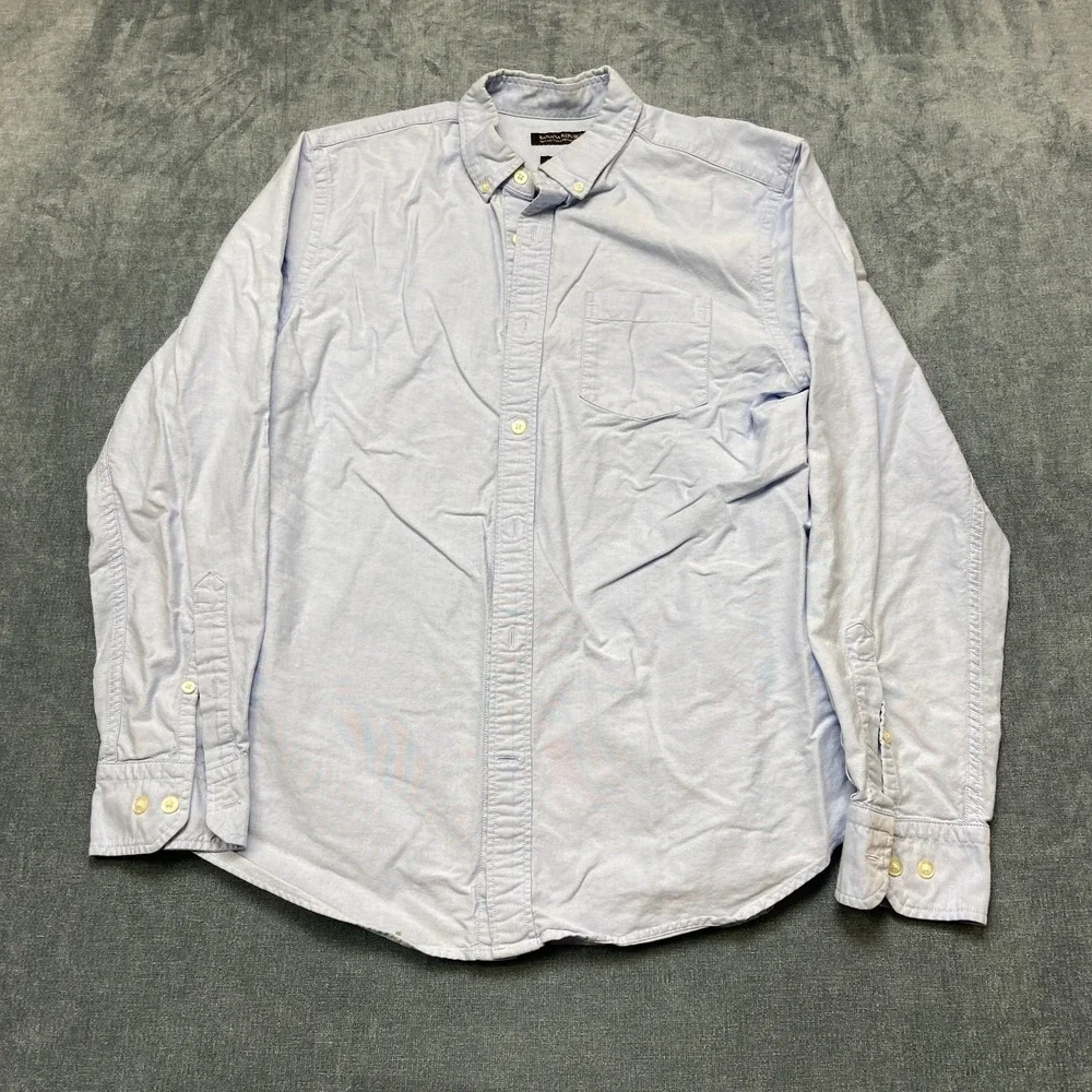 Banana Republic Shirt Mens Medium Blue Cotton Stretch Camden Fit Button Down